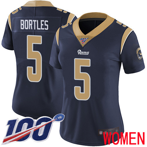 Los Angeles Rams Limited Navy Blue Women Blake Bortles Home Jersey NFL Football #5 100th Season Vapor Untouchable->women nfl jersey->Women Jersey